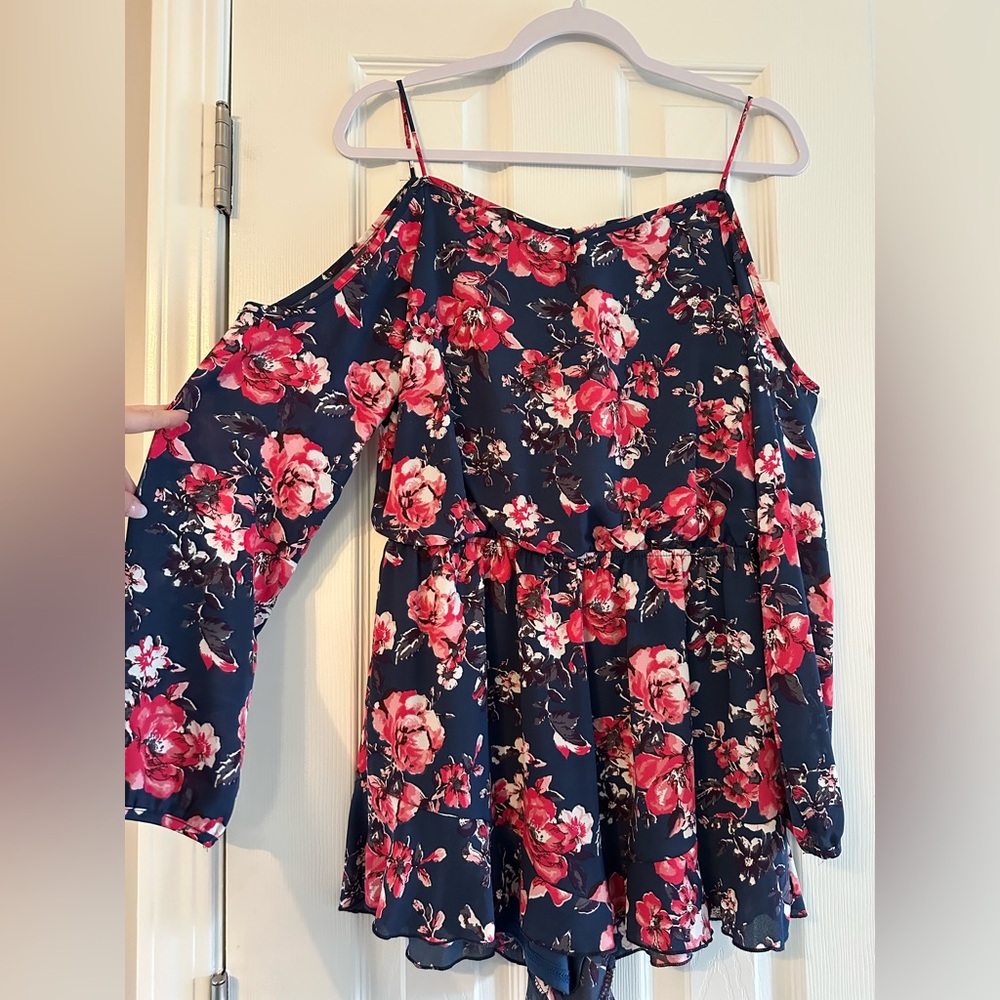 Altar'd State Navy and Pink Romper